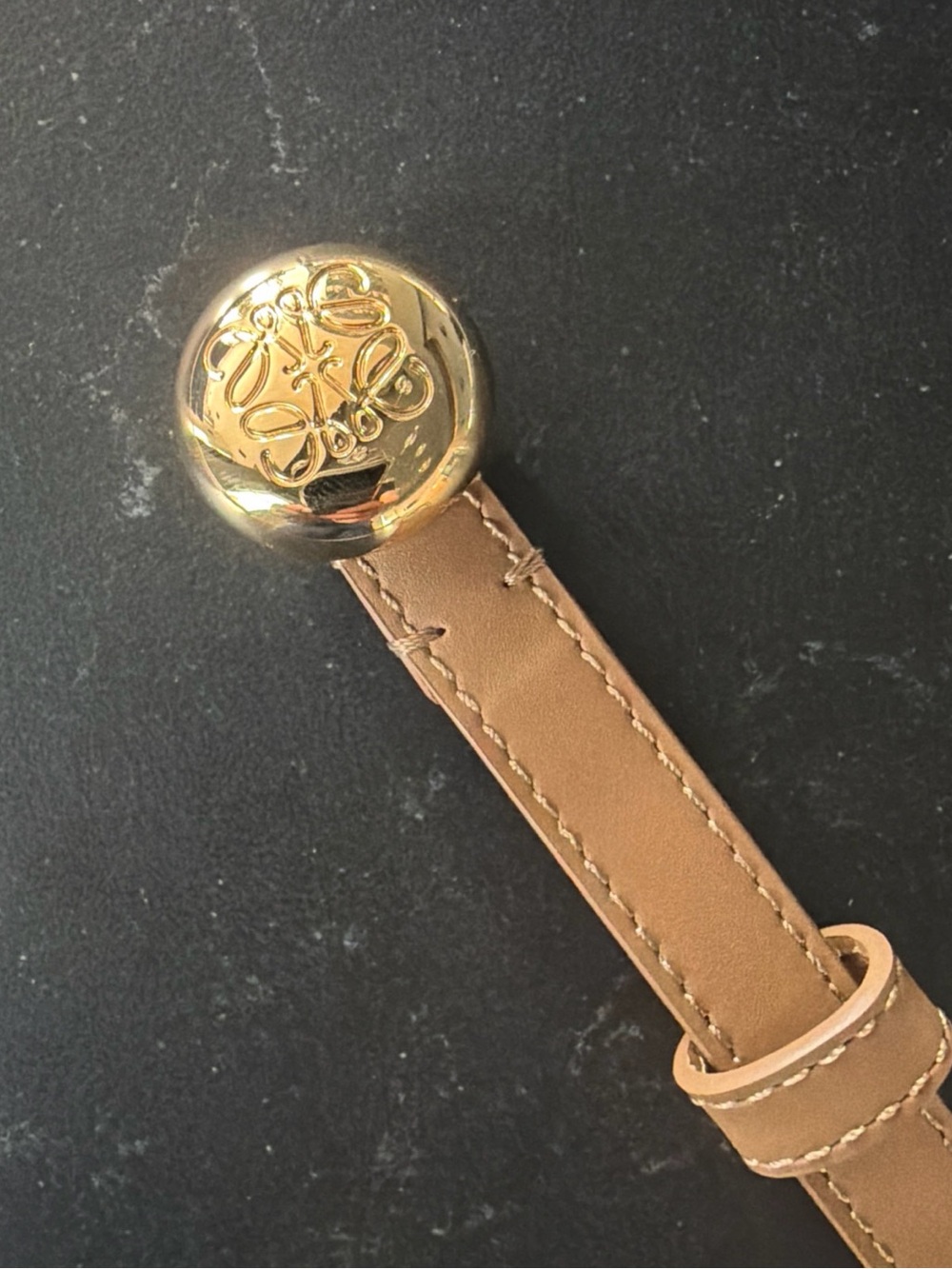 Loewe Tan Leather Strap with Embossed Logo